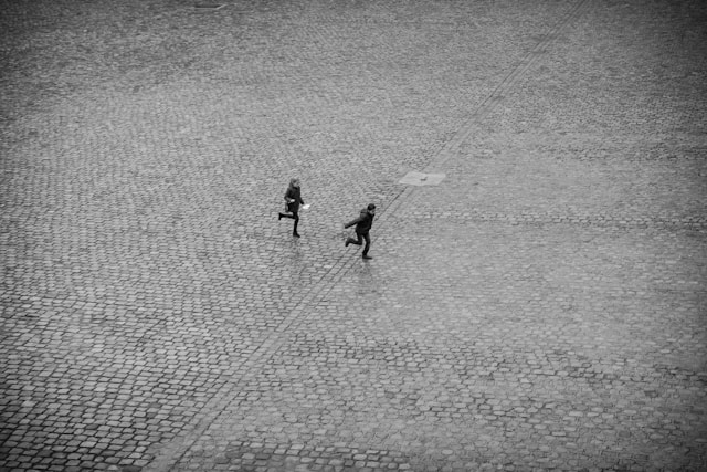 Kids exploring a city.